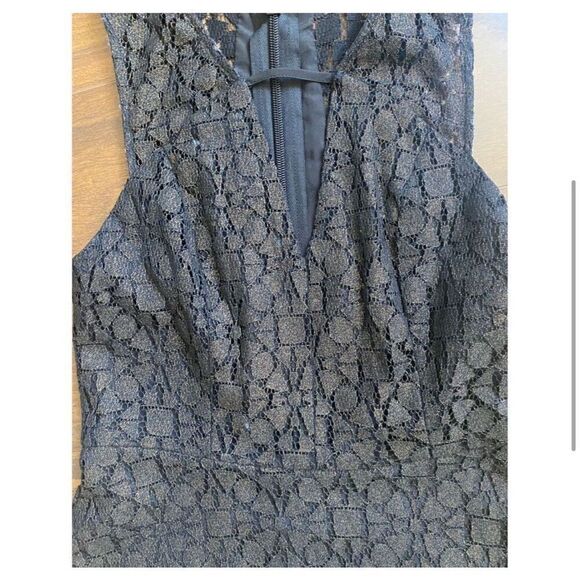 BCBGeneration 0 black and gold lace Women's Flare Mini Dress - Picture 3 of 7